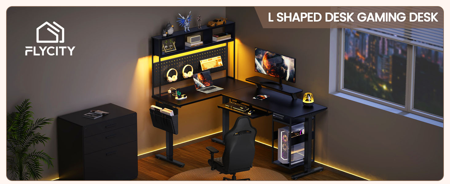 Amazon.com: Flycity Electric L Shaped Standing Desk Adjustable